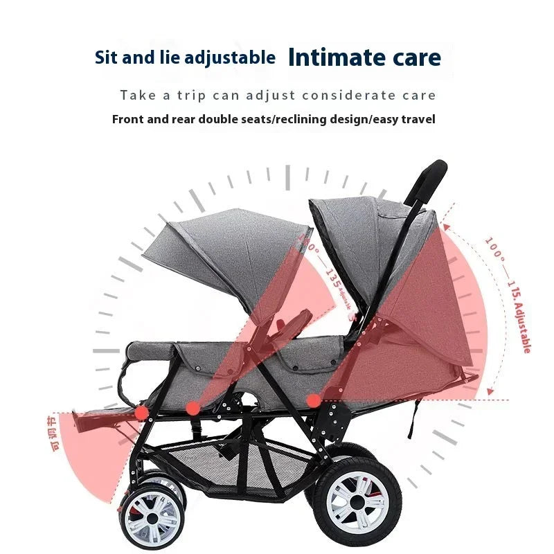 Selene Maison™ Luxury Twin Stroller – Elegant Foldable Front & Rear Seat Design