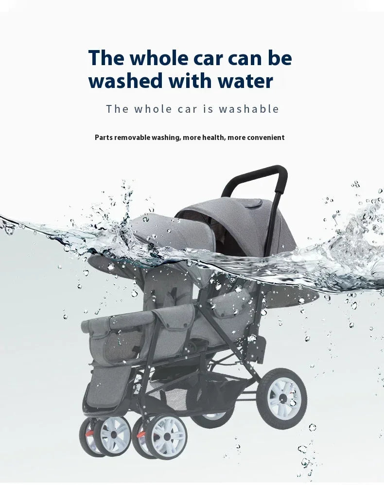 Selene Maison™ Luxury Twin Stroller – Elegant Foldable Front & Rear Seat Design