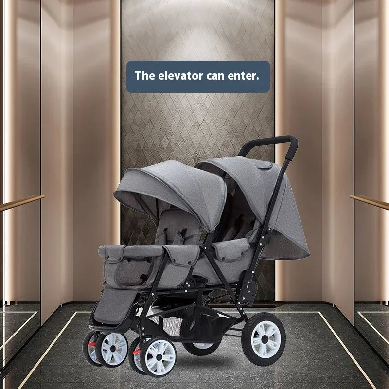 Selene Maison™ Luxury Twin Stroller – Elegant Foldable Front & Rear Seat Design