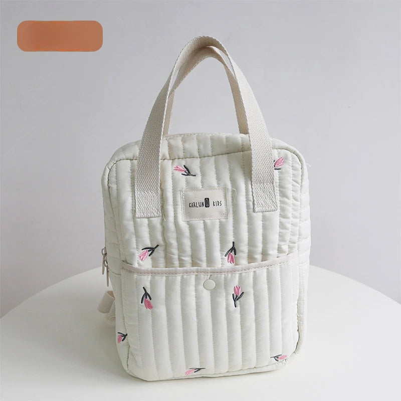 Ins Korean Embroidered Bear Mommy Bag Multi-functional Outdoor Lightweight Handbag Storage Diaper Bag White Travel Bag