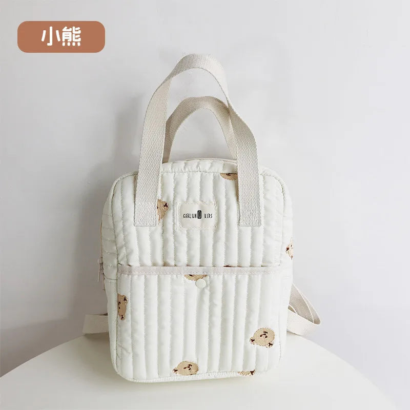 Ins Korean Embroidered Bear Mommy Bag Multi-functional Outdoor Lightweight Handbag Storage Diaper Bag White Travel Bag