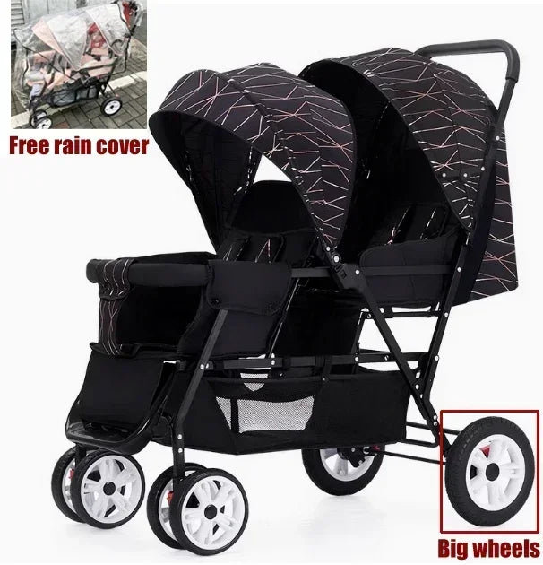 Selene Maison™ Luxury Twin Stroller – Elegant Foldable Front & Rear Seat Design