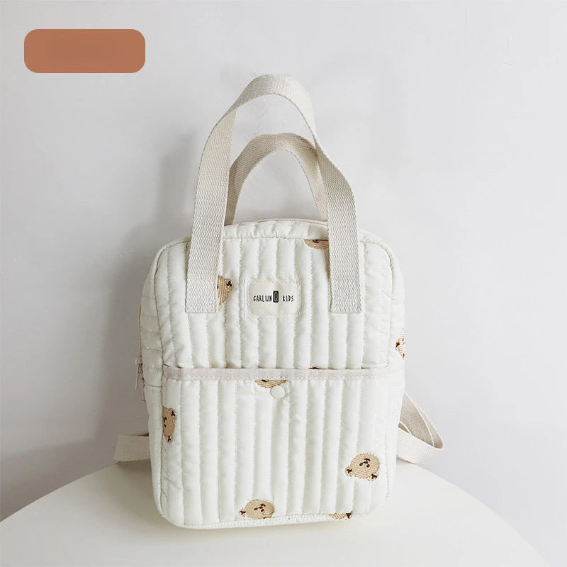 Ins Korean Embroidered Bear Mommy Bag Multi-functional Outdoor Lightweight Handbag Storage Diaper Bag White Travel Bag