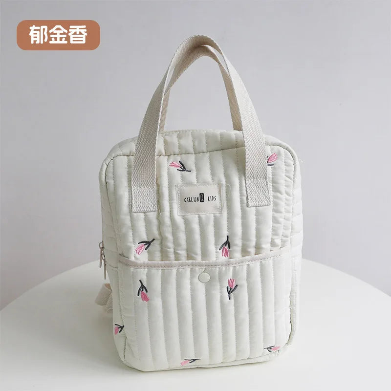 Ins Korean Embroidered Bear Mommy Bag Multi-functional Outdoor Lightweight Handbag Storage Diaper Bag White Travel Bag