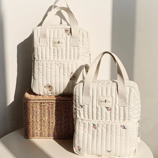 Ins Korean Embroidered Bear Mommy Bag Multi-functional Outdoor Lightweight Handbag Storage Diaper Bag White Travel Bag